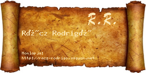 Rácz Rodrigó névjegykártya